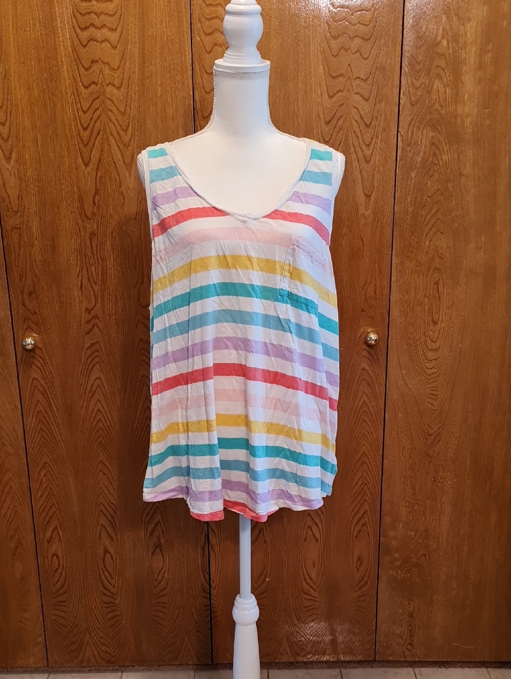 torrid Pastel Rainbow Striped V-Neck Tank